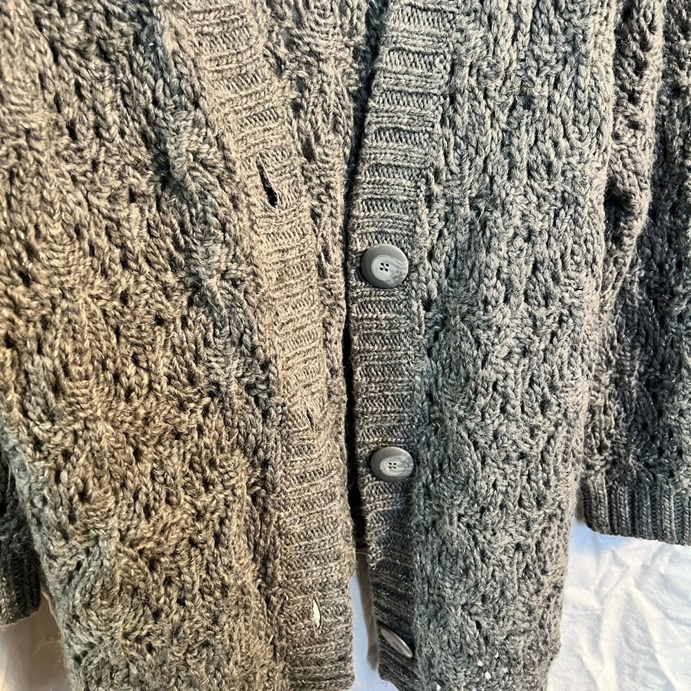 Jones new york collection grey and silver knit cardigan size medium - Picture 4 of 6